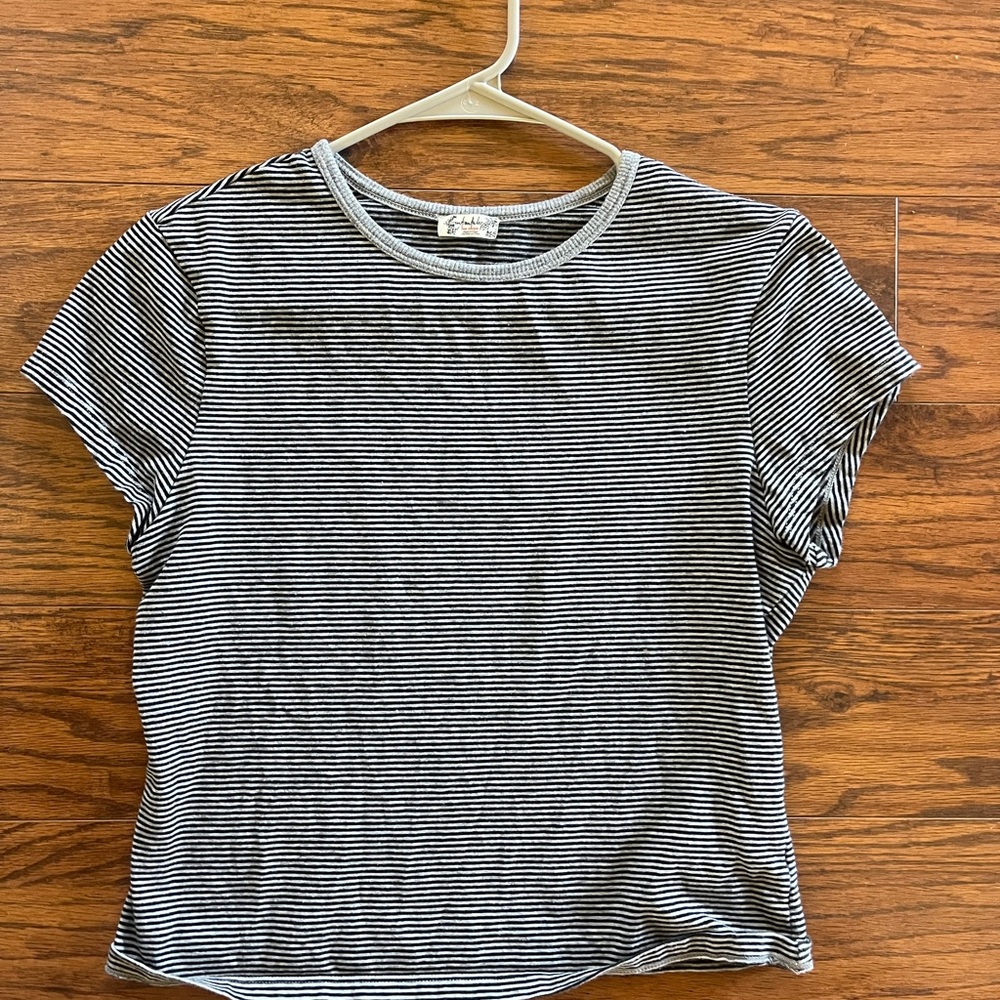 Free People Black and White Striped Tee